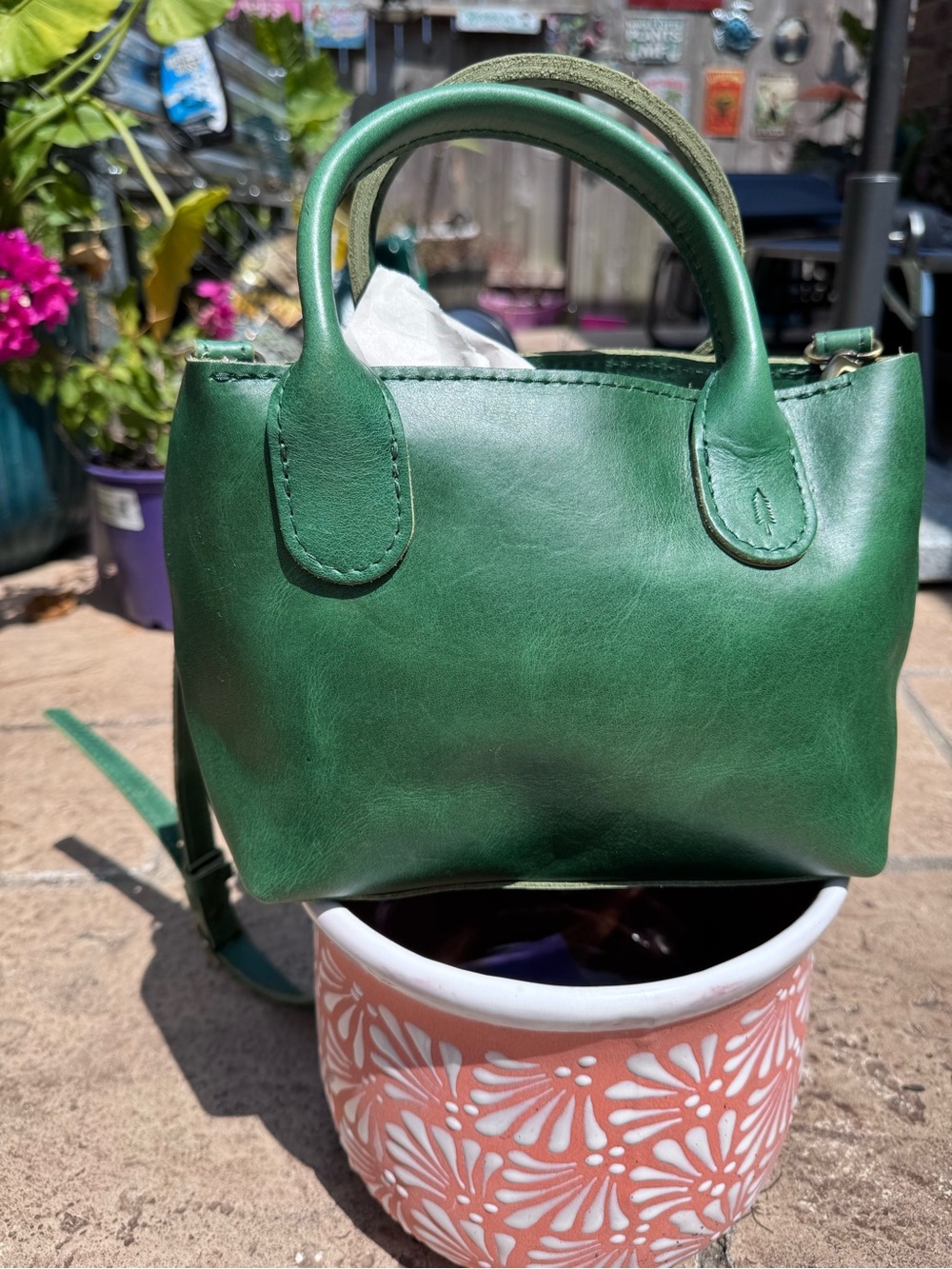 Stylish Green Mini Leather Bag-Raindrop Crossbody in Cowboy Mint PLG - Picture 5 of 7